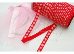 Fold Over Elastic, Snowflake Silver Foil Print - 2m length